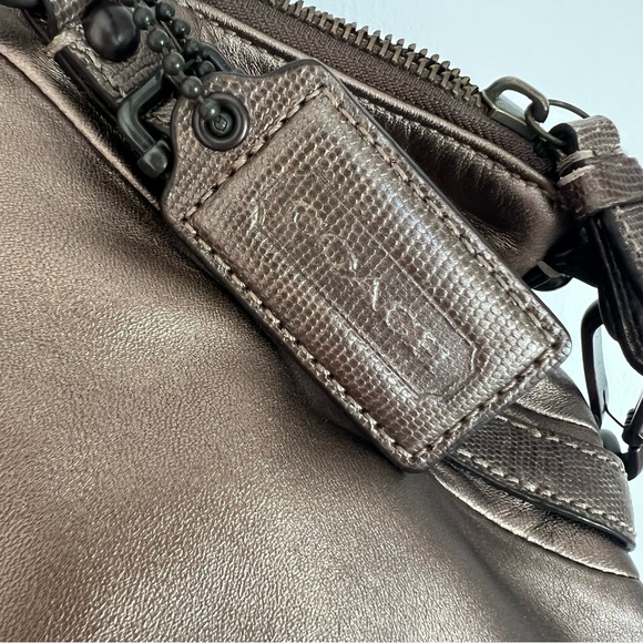 COACH Madison Sophia Satchel Purse Bag Metallic Pewter 15960 Vintage Stagecoach - Picture 9 of 13